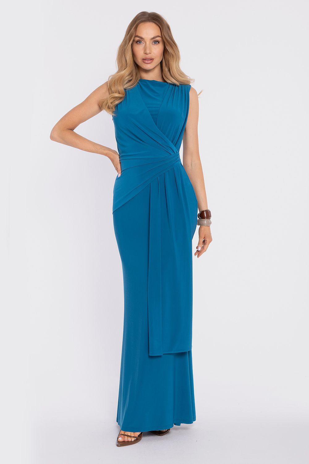 Moe Elegant Aqua Long Dress for Special Occasions blue - Dresses