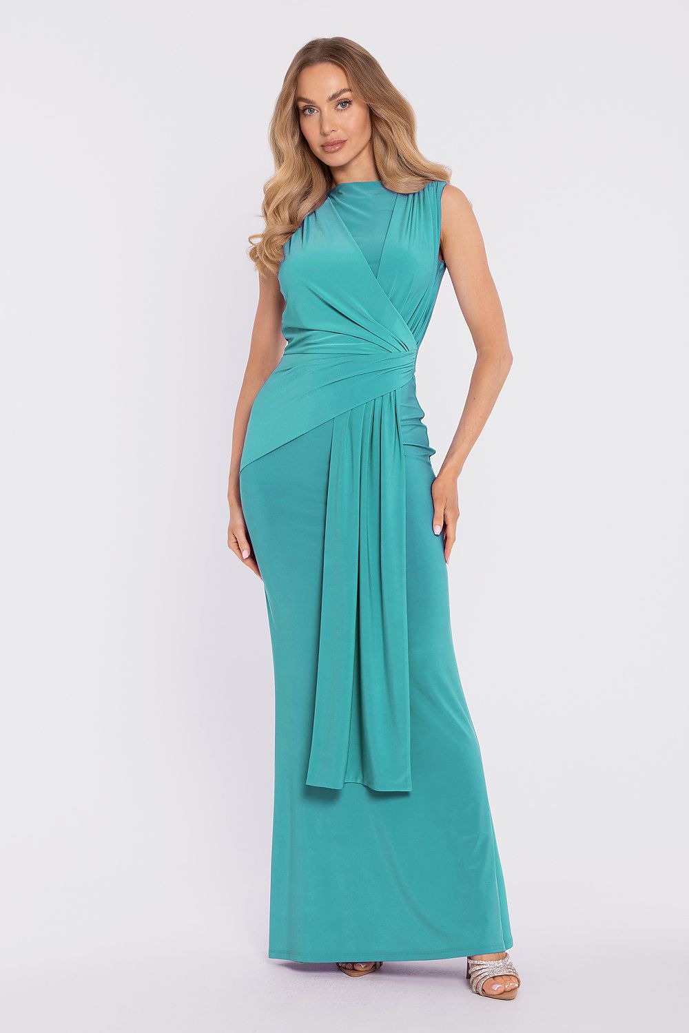 Moe Elegant Aqua Long Dress for Special Occasions