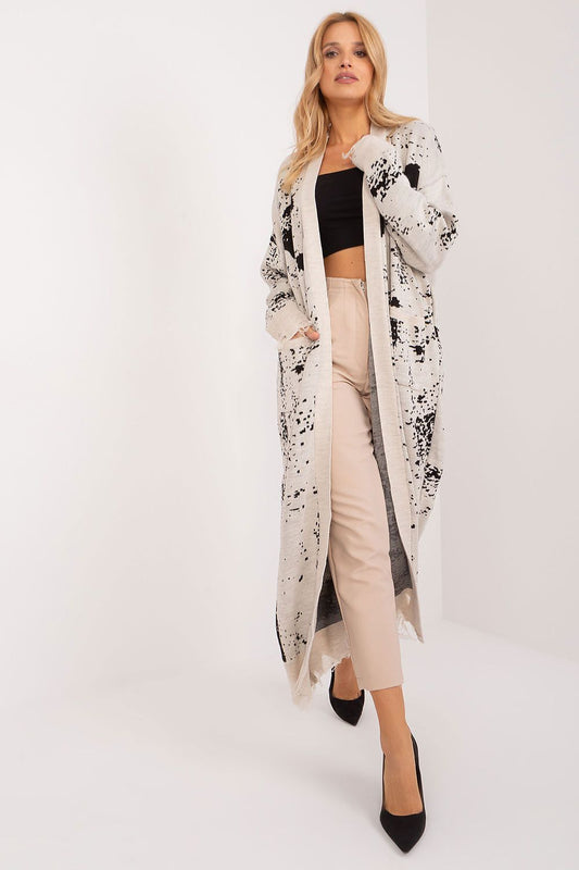 Badu Long Printed Cardigan for Stylish Women beige one-size-fits-all -