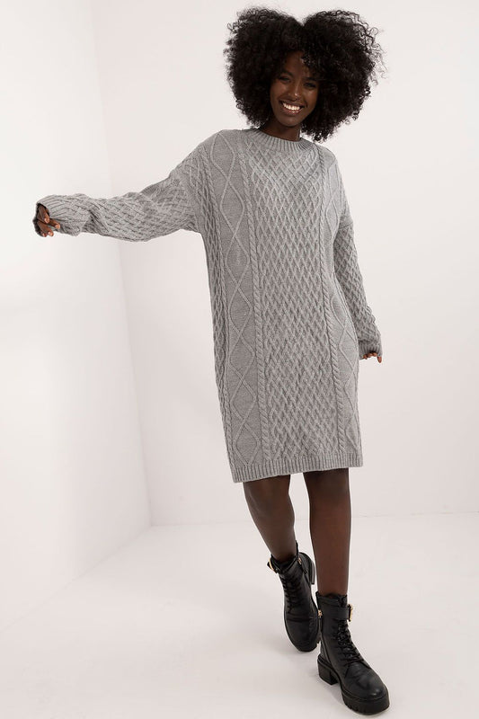 Badu Long Sleeve Cosy Day Dress for Effortless Style grey one-size-fits-all - Dresses