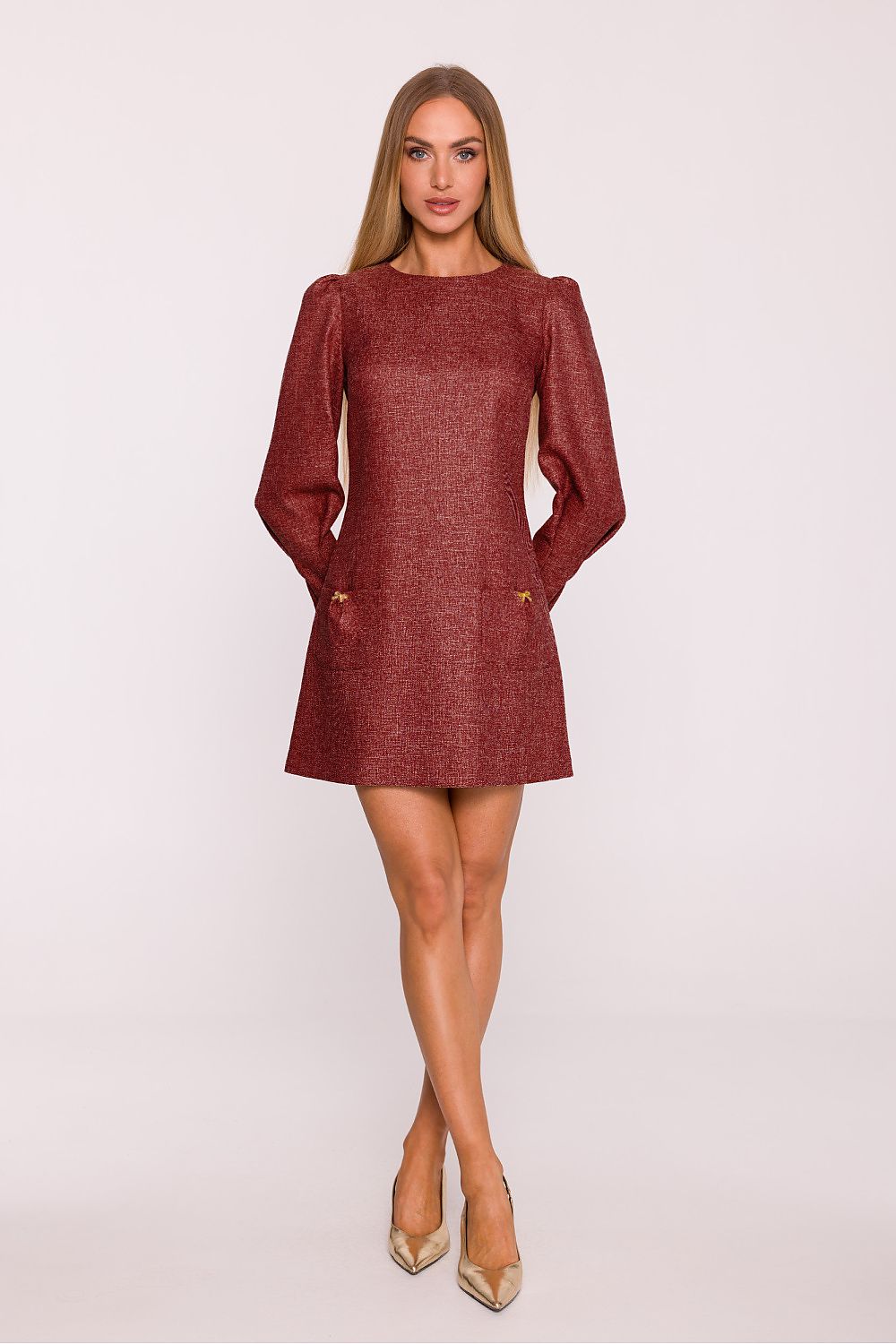 Moe Long Sleeve in Melange Fabric Dress for Women - Dresses