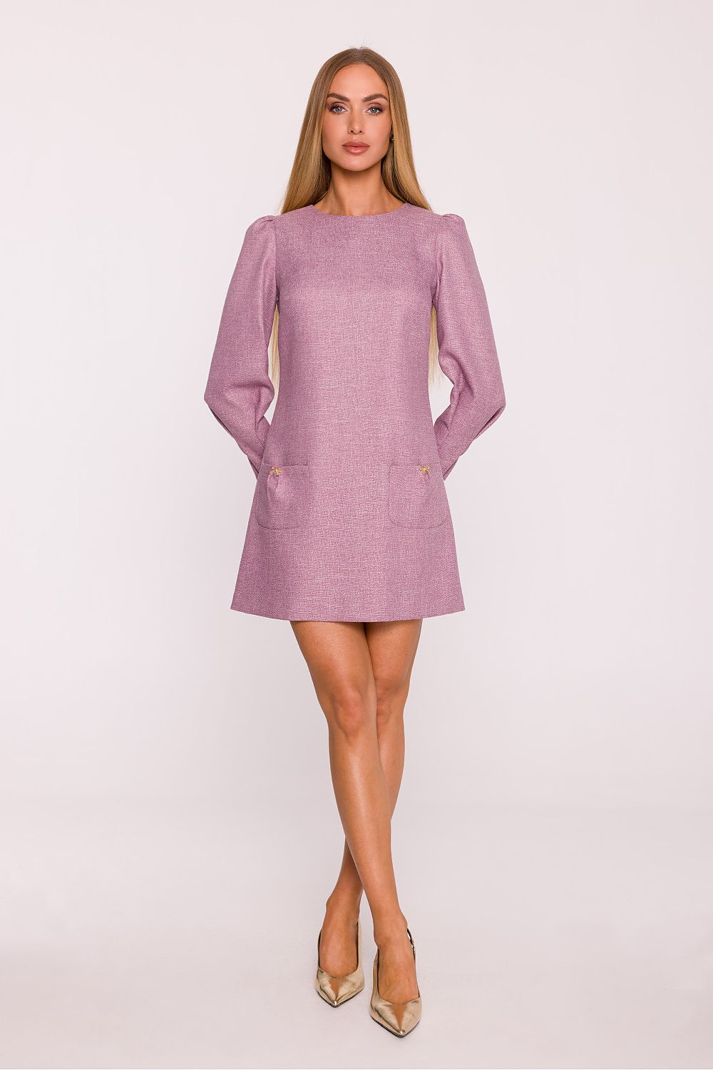 Moe Long Sleeve in Melange Fabric Dress for Women - Dresses