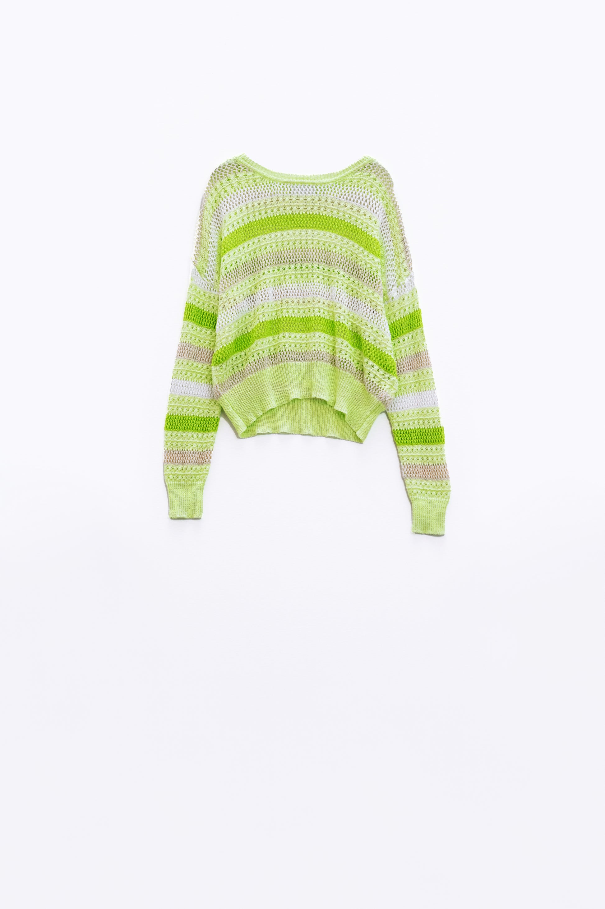 Long Sleeve Light Multicolored Sweater With Boat Neck - Jumpers