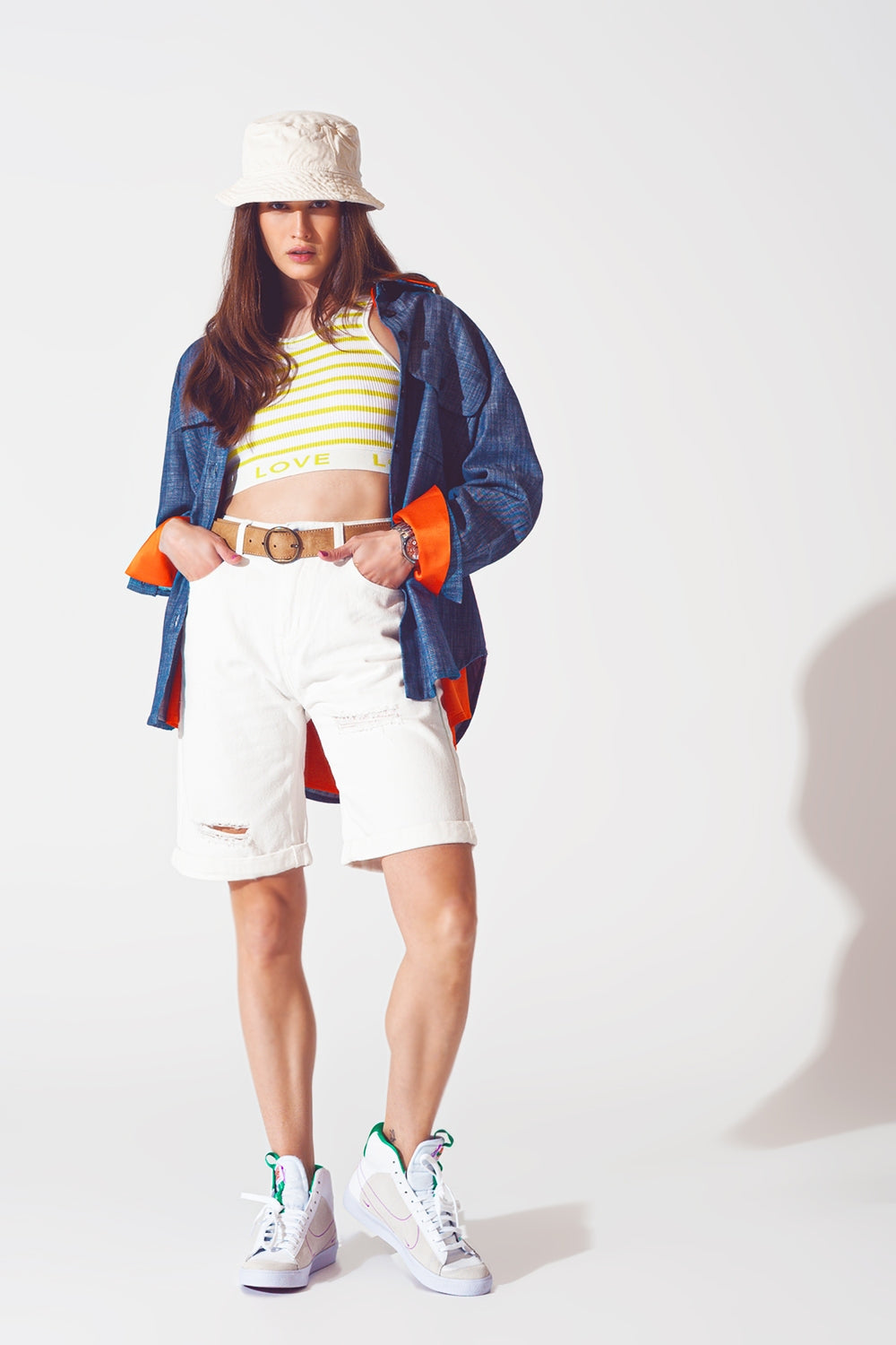 Long sleeve shacket in navy - Jackets