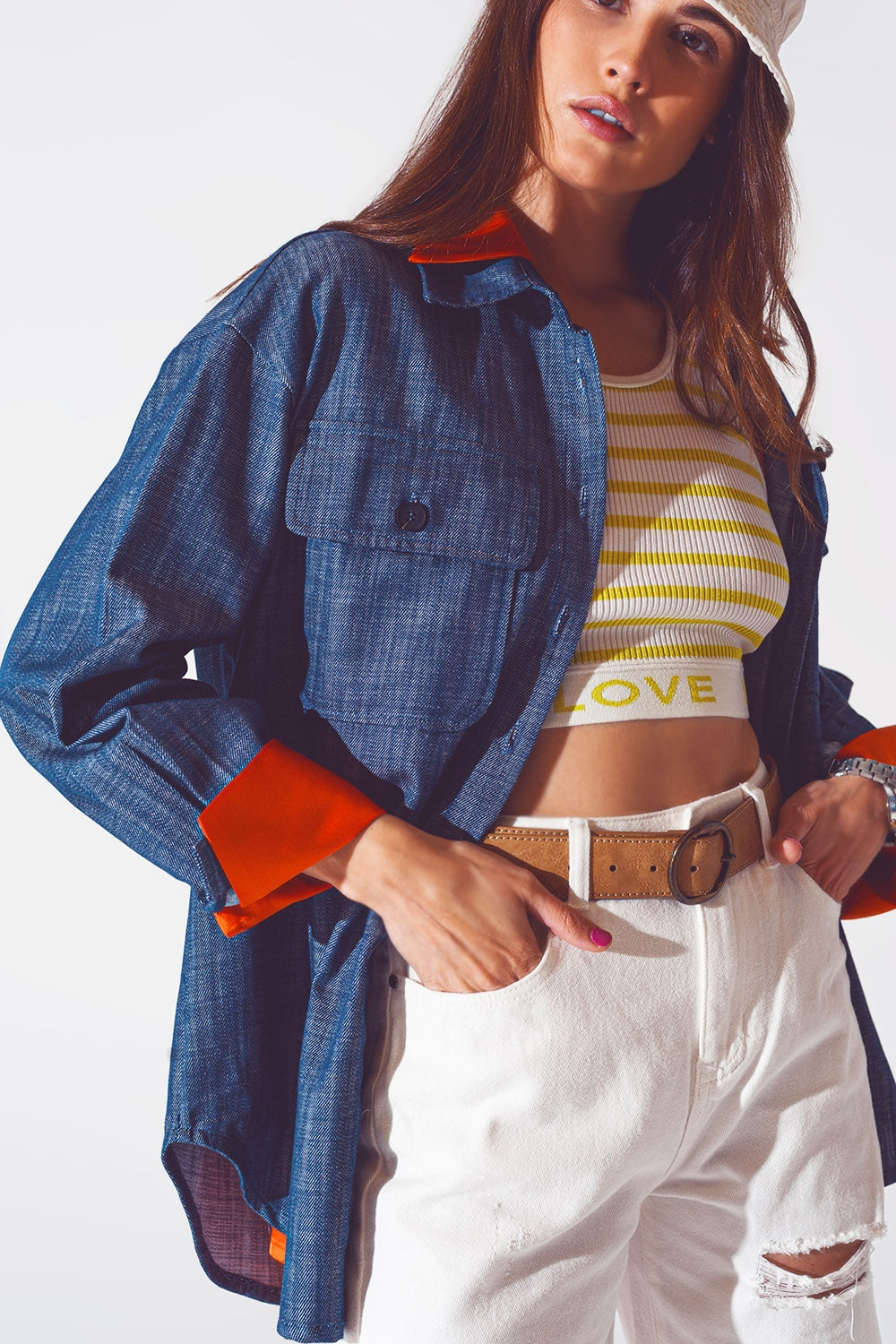 Long sleeve shacket in navy - Jackets
