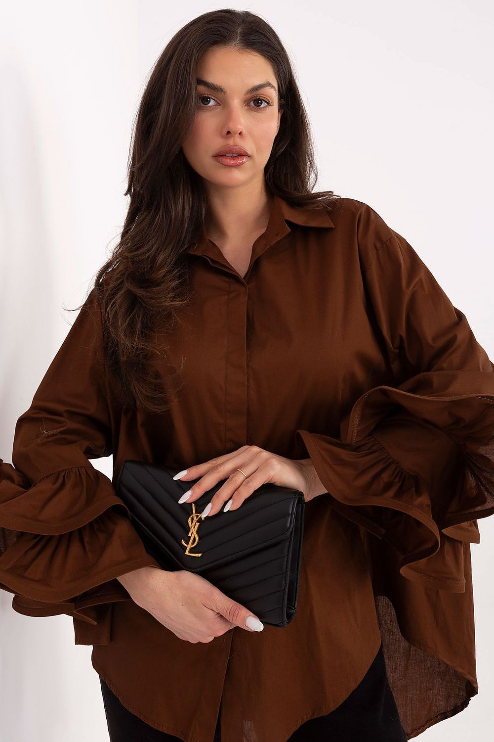 Long Sleeve Shirt Classic Cut for Women brown one-size-fits-all - Shirts