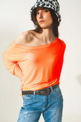 Long sleeve t shirt in orange modal