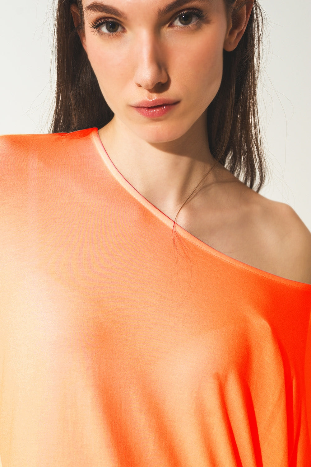 Long sleeve top in hot orange modal - Tops