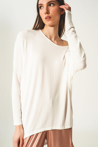 Long sleeve top in modal cream color