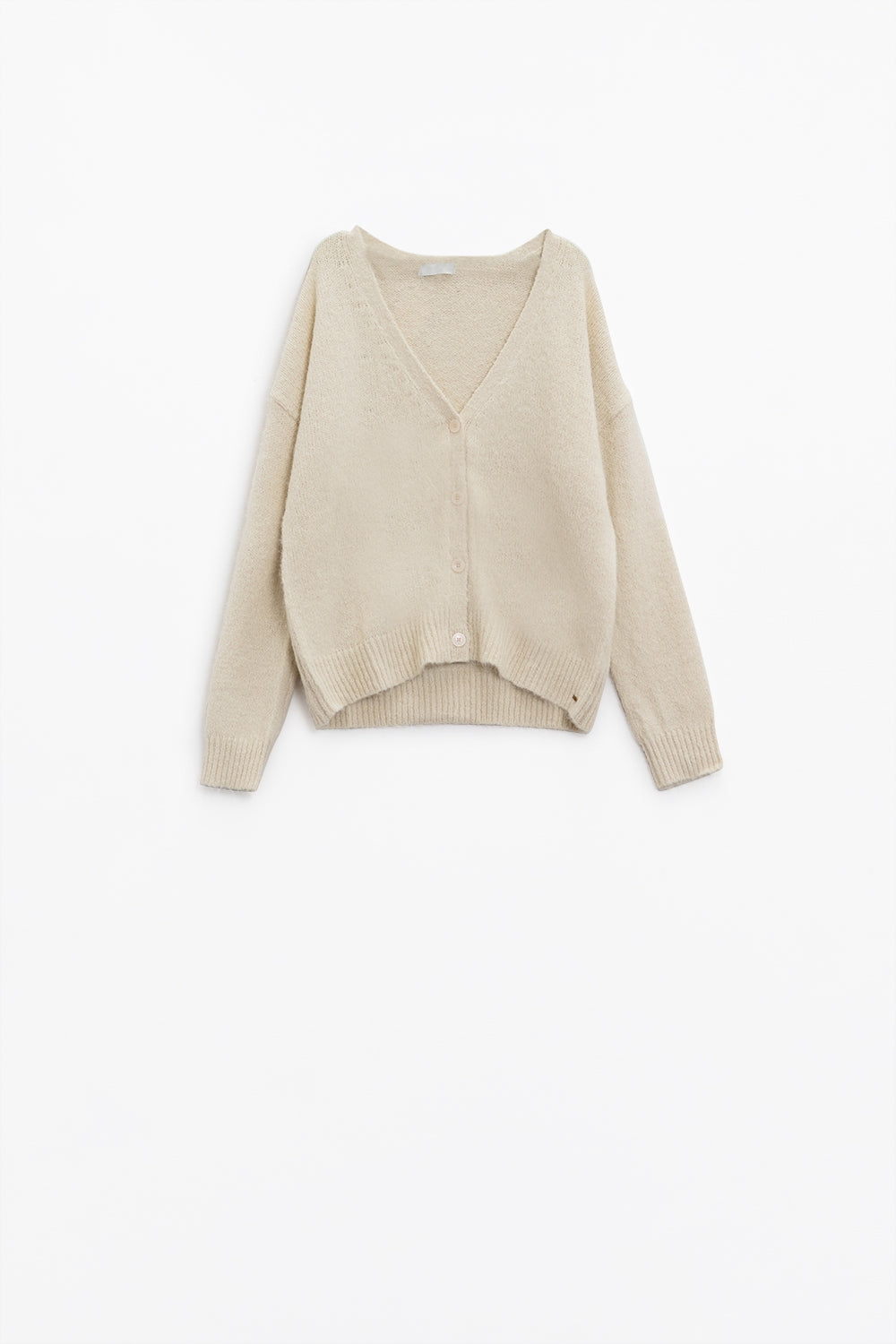 Long sleeves creme cardigan with front closure with buttons - Cardigans