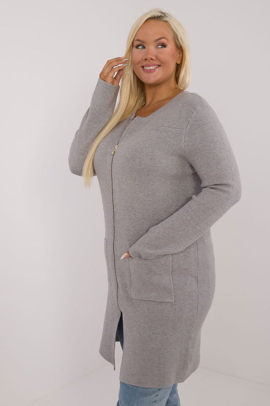 Factory Price Longline Plus Size Zip Up Cardigan -