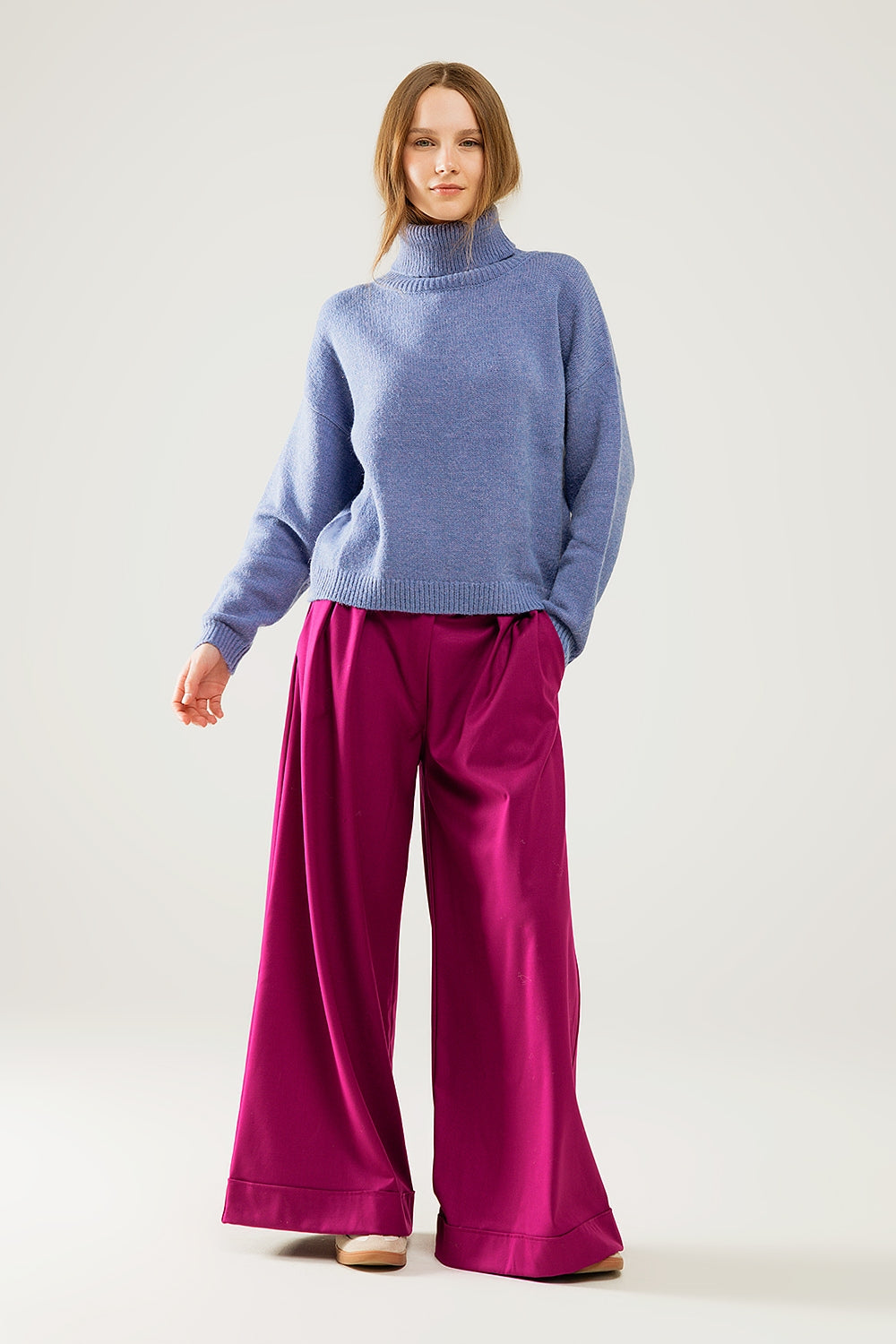 Loose blue sweater with dropped sleeves - Jumpers