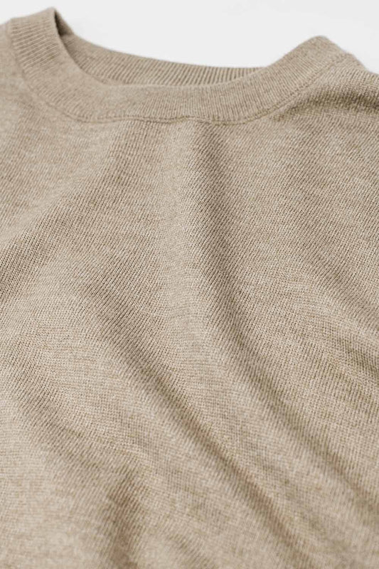 Loose fine-knit sweater in beige with a round neck - Jumpers