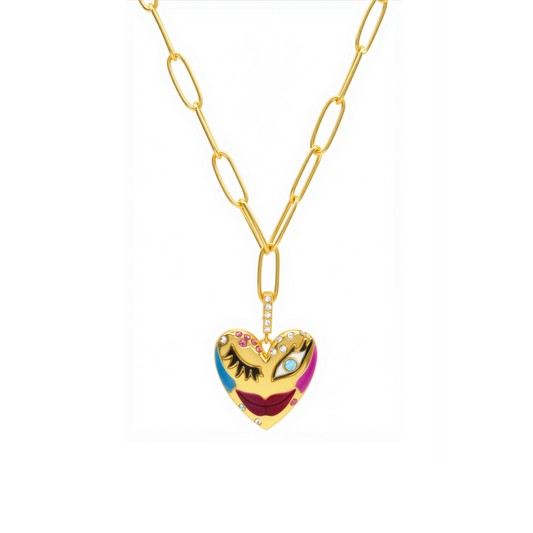 Love Affair Enamel Pendant Necklace - NECKLACE