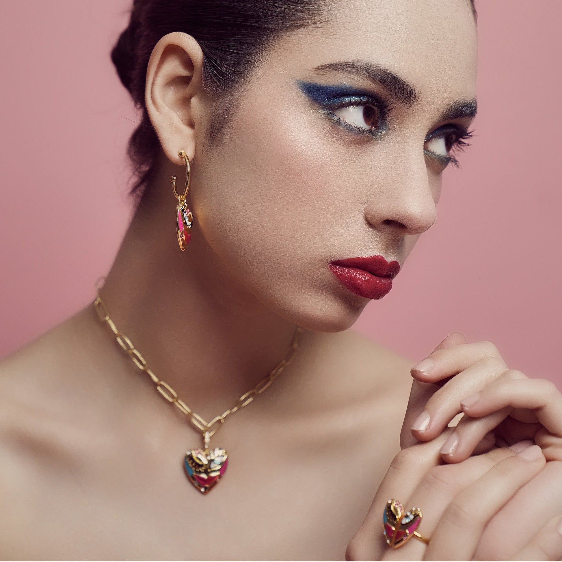 Love Affair Enamel Pendant Necklace - NECKLACE