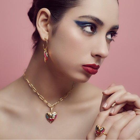 Love Affair Enamel Pendant Necklace - NECKLACE