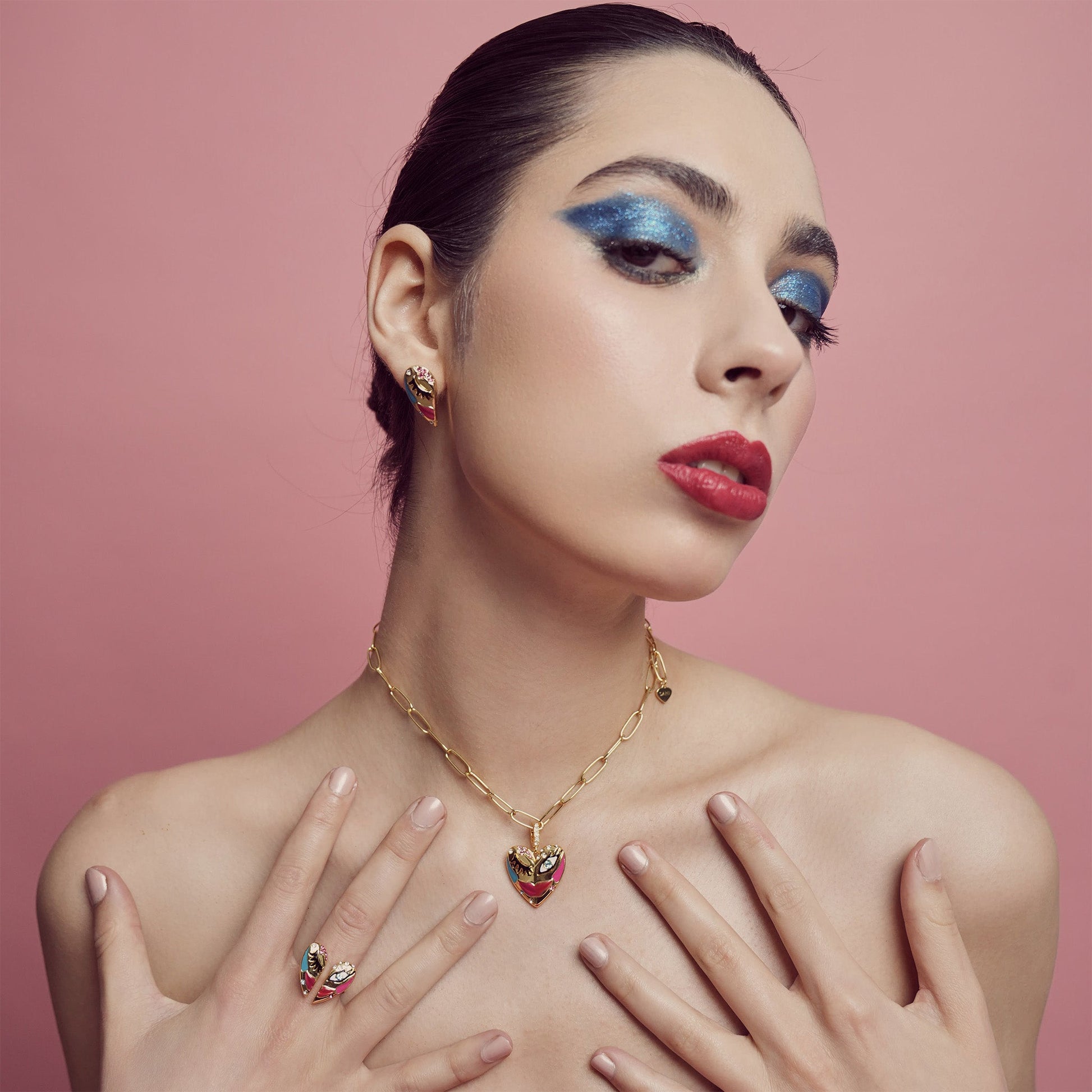 Love Affair Enamel Pendant Necklace - NECKLACE