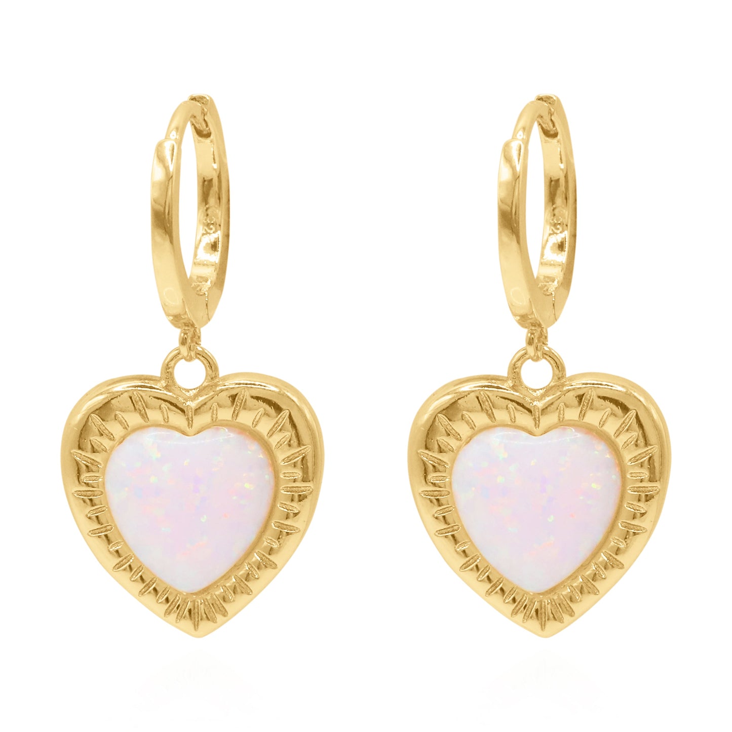 Adore Opal Heart Huggies | 18k Gold Plated - Earrings