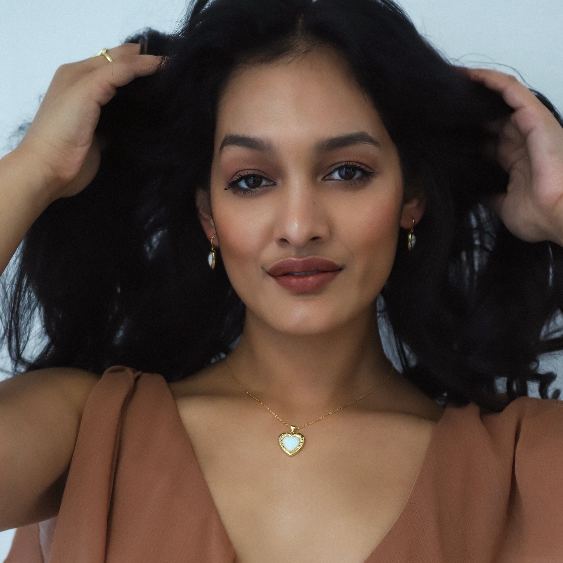 Adore Opal Heart Huggies | 18k Gold Plated - Earrings