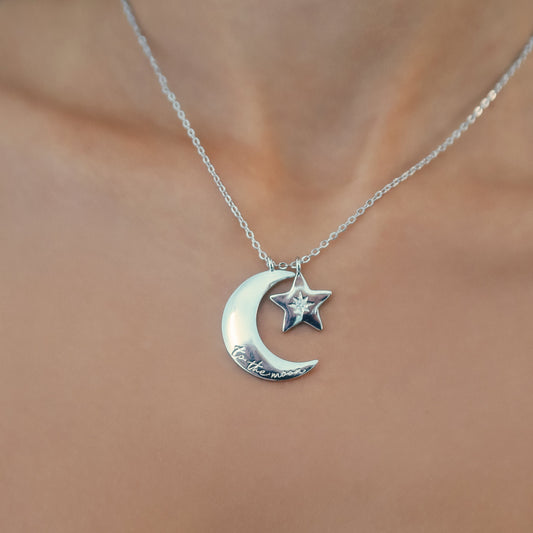 Cherish To The Moon & Back Necklace | 925 Sterling Silver - Necklace