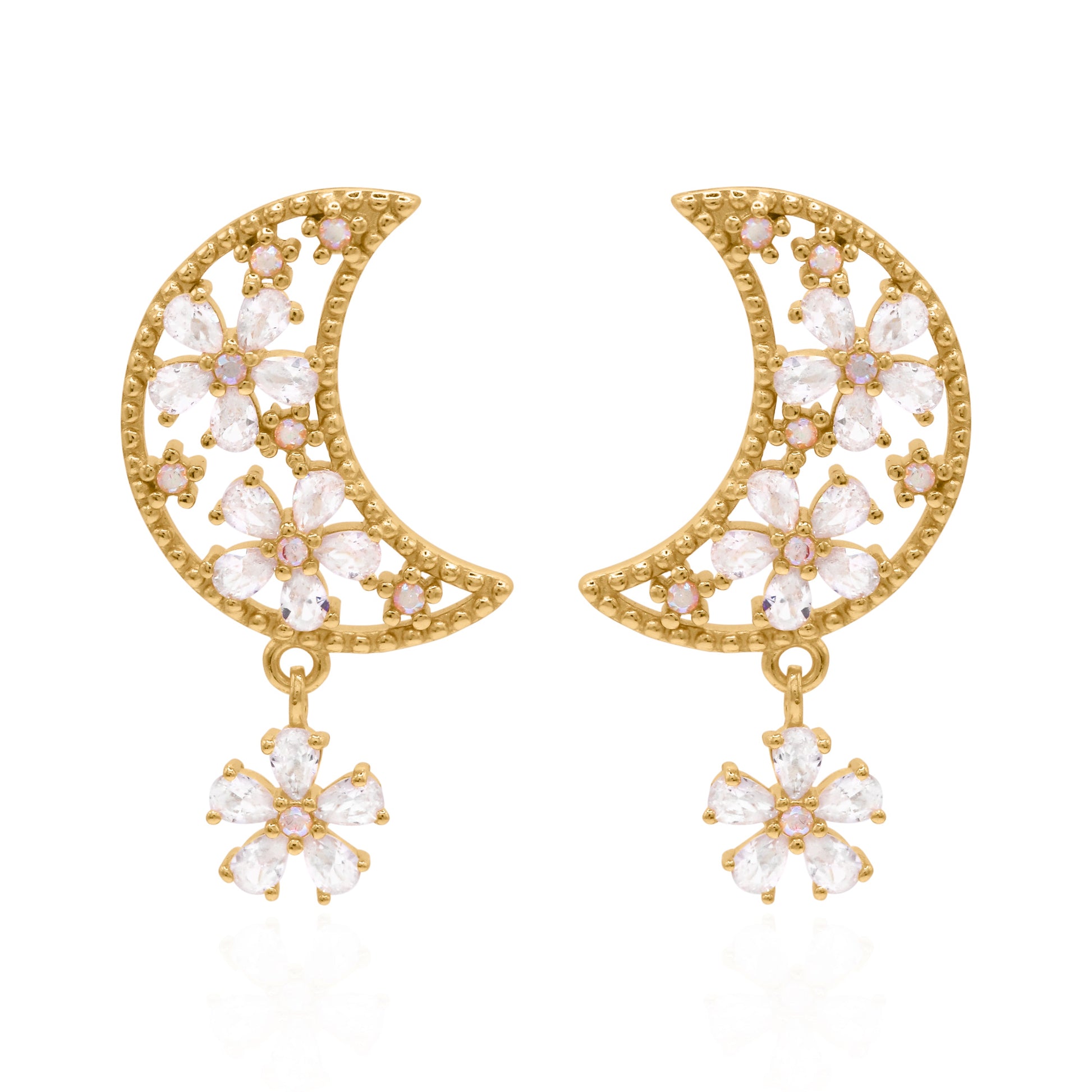 Posie Flower Moon Earrings | 18k Gold Plated - Earrings