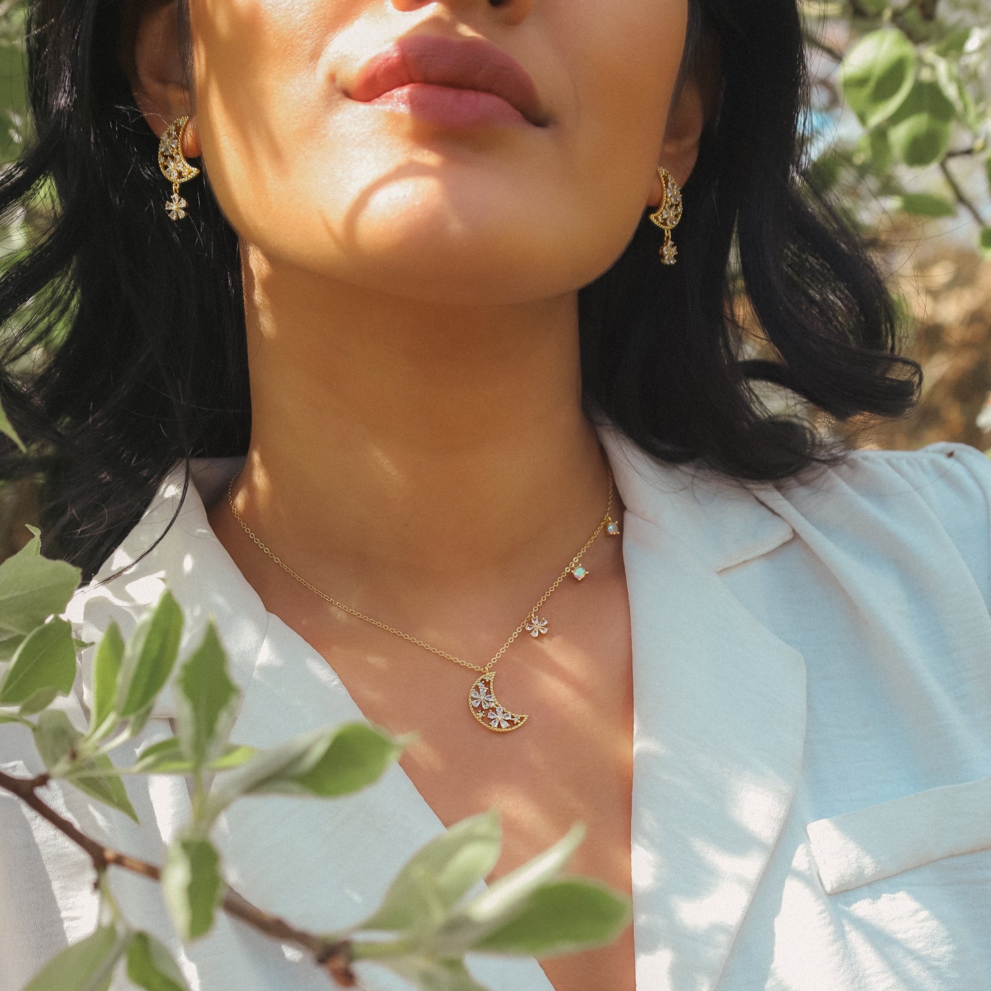 Posie Flower Moon Earrings | 18k Gold Plated - Earrings
