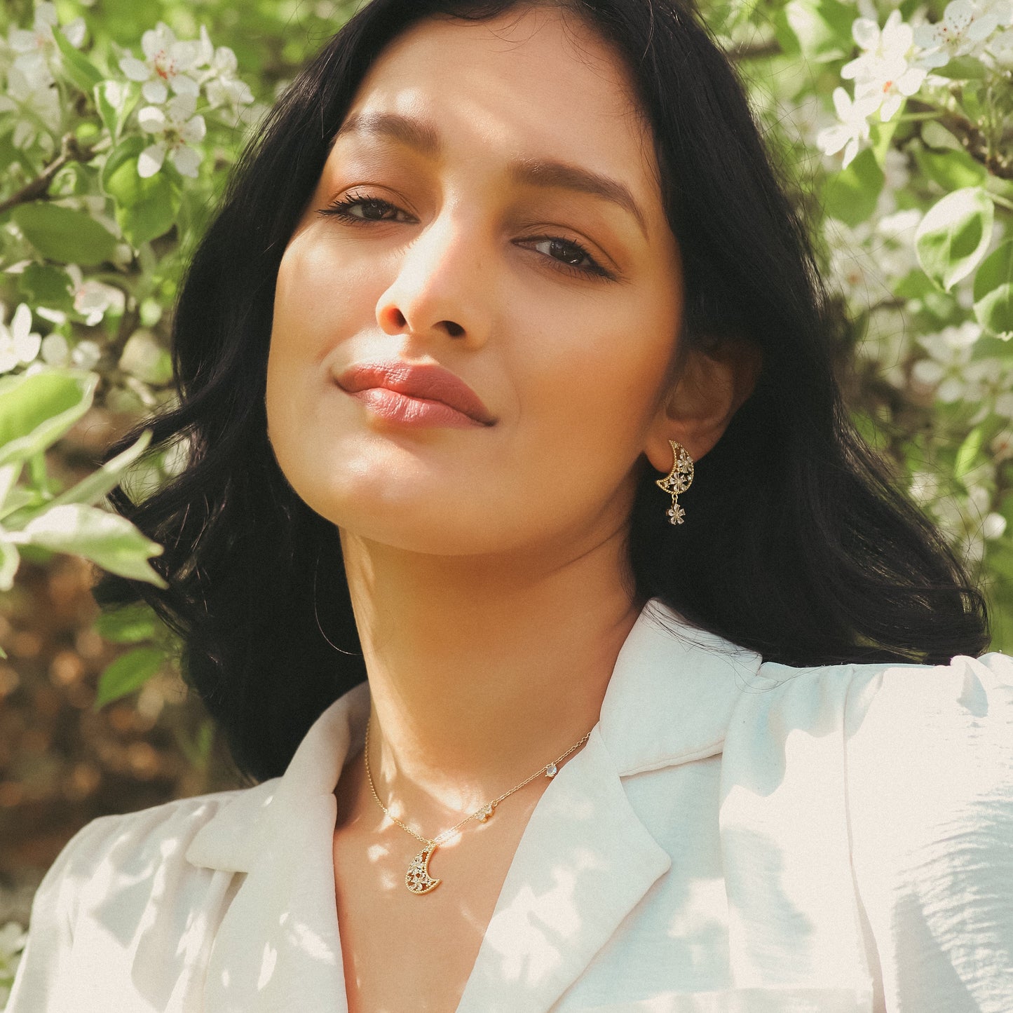 Posie Flower Moon Earrings | 18k Gold Plated - Earrings