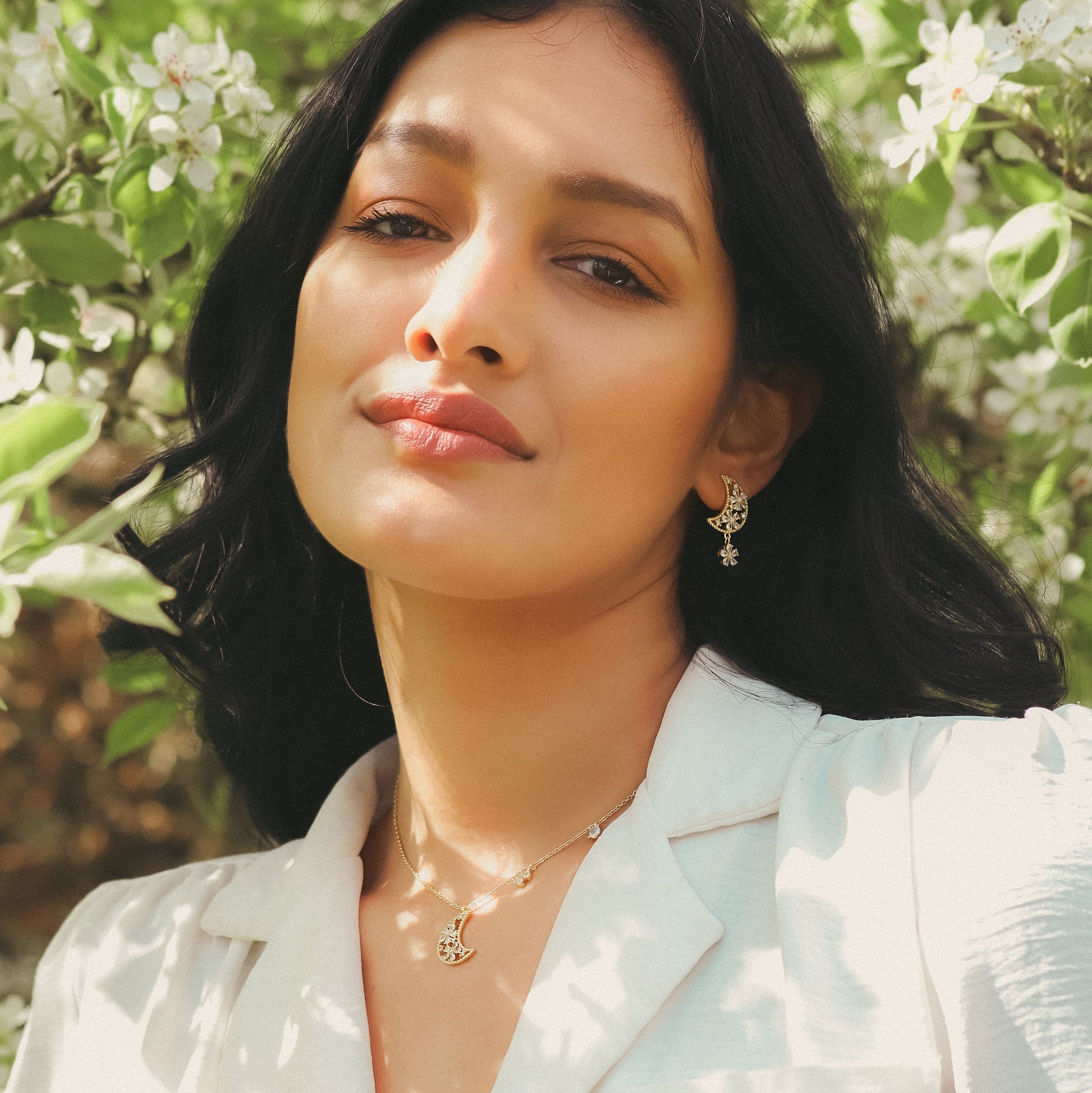 Posie Flower Moon Earrings | 18k Gold Plated - Earrings