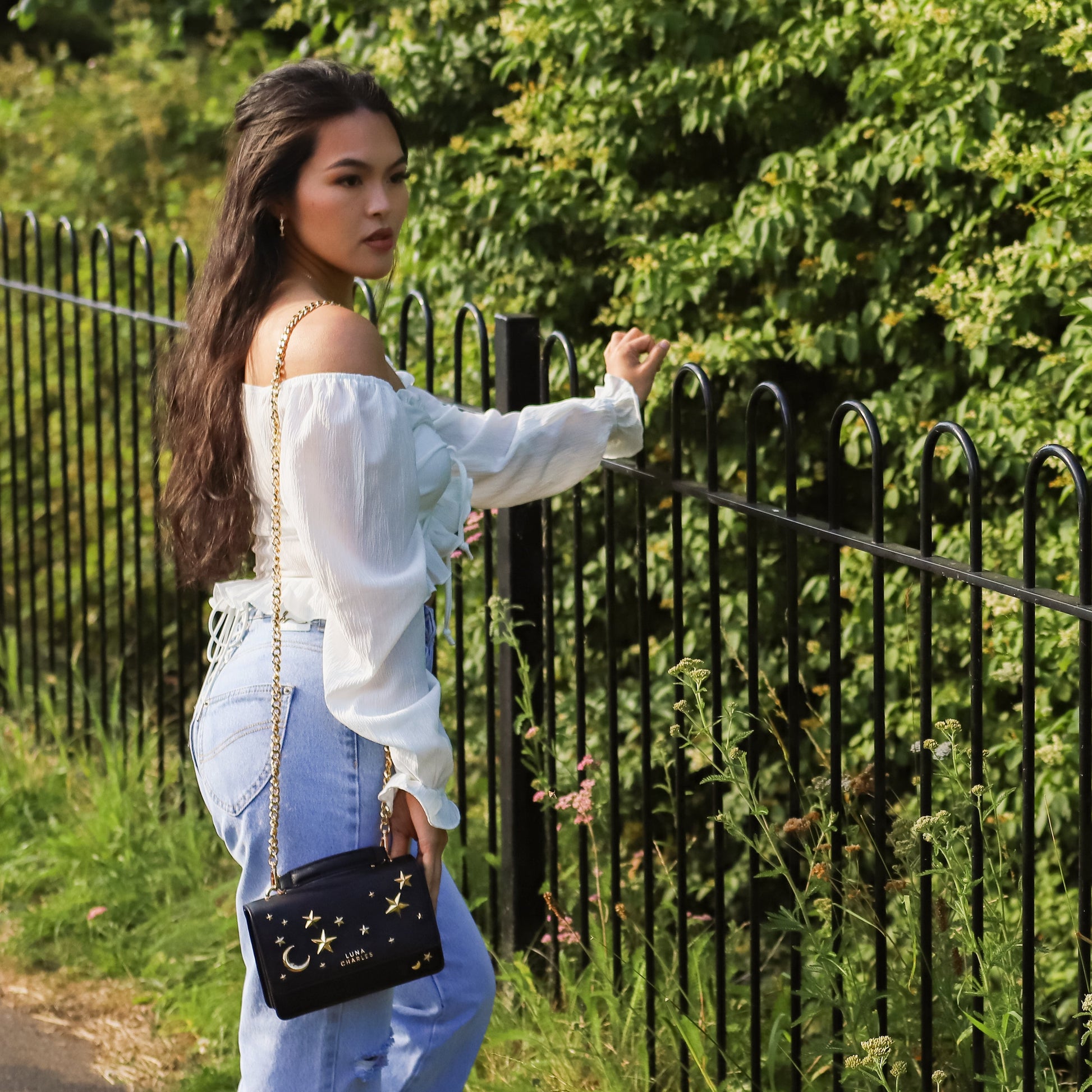 Nova Stars Studded Handbag - Black & Gold - Bags