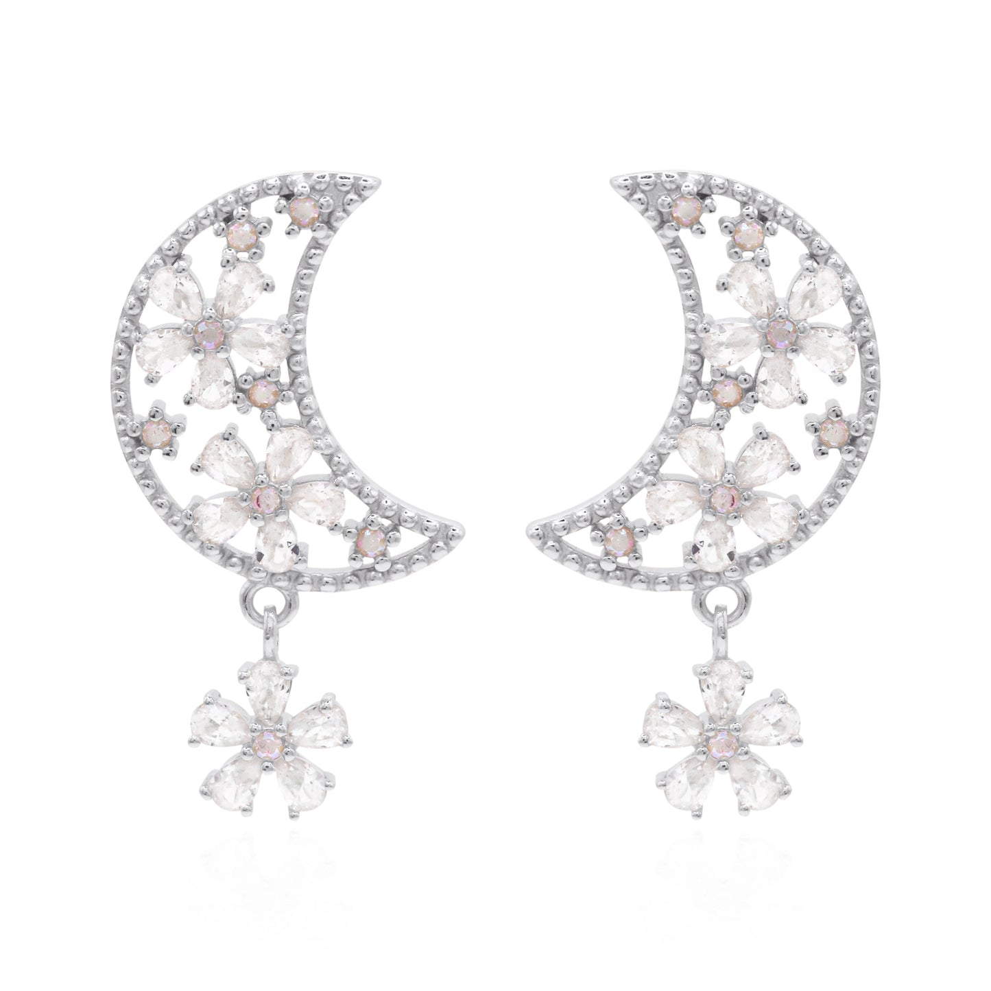 Posie Flower Moon Earrings | 925 Sterling Silver - Earrings