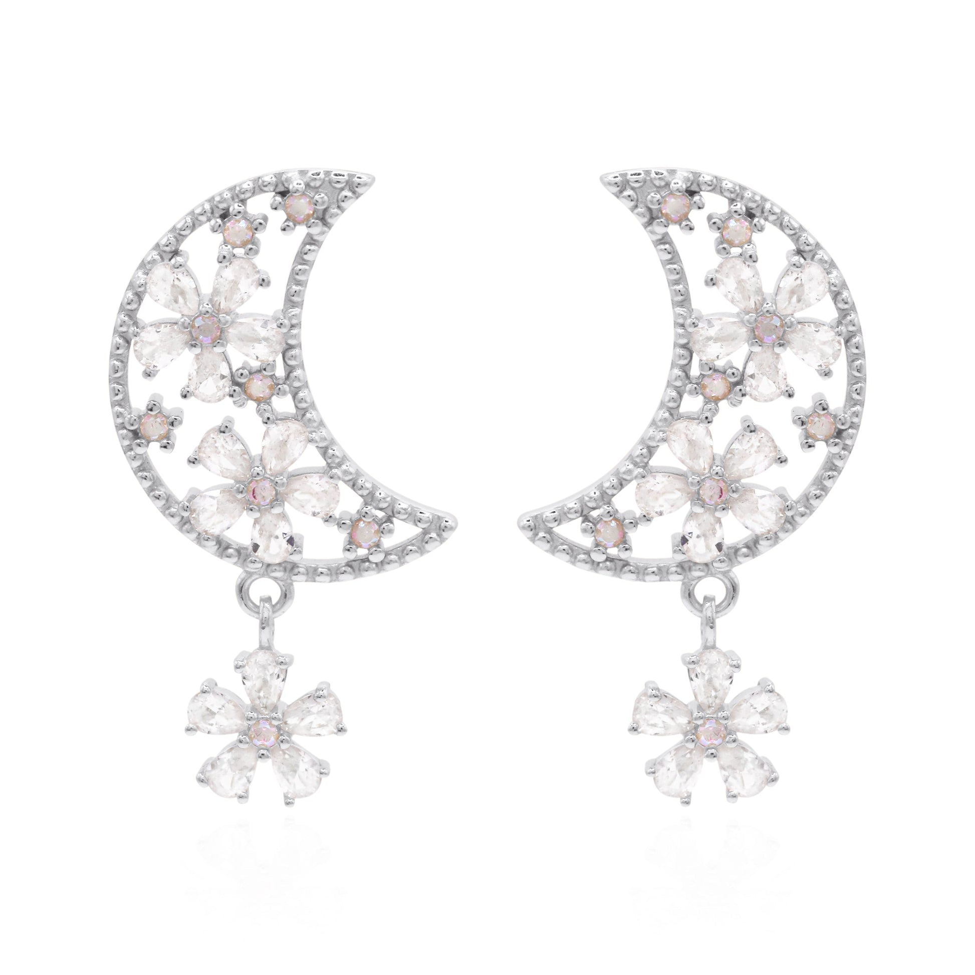 Posie Flower Moon Earrings | 925 Sterling Silver - Earrings