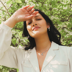 Brincos Lua com flor Posie | Prata de lei 925