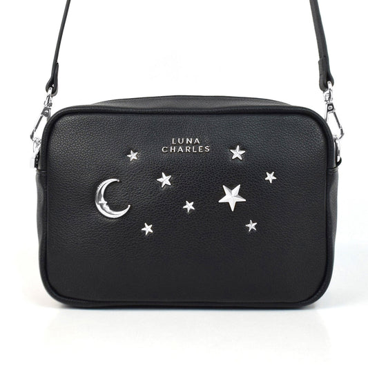Maya Star Studded Crossbody Bag - Black & Silver - Bags