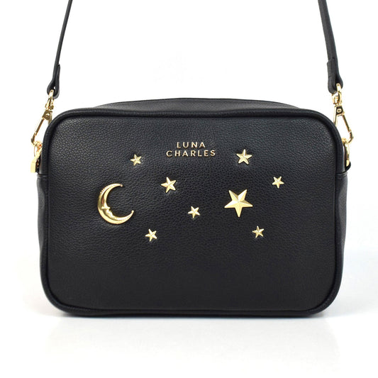 Maya Star Studded Crossbody Bag - Black & Gold - Bags