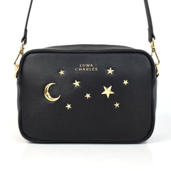 Sac bandoulière clouté Maya Star - Noir et or