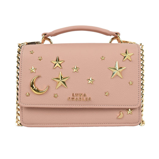 Pink And Gold Nova Star Studded Handbag - Bags