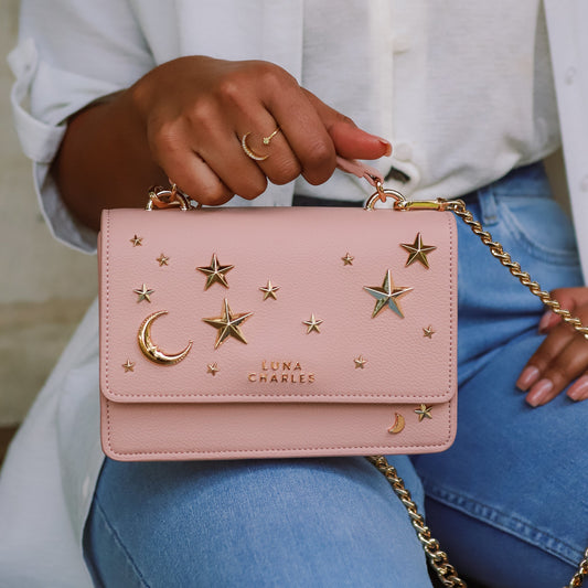 Pink And Gold Nova Star Studded Handbag - Bags