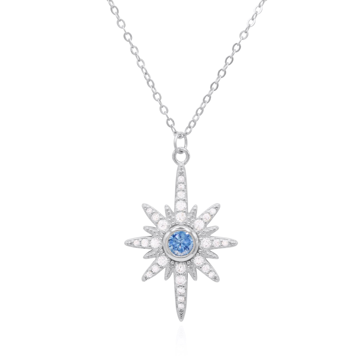 Heidi North Star Birthstone Necklace | 925 Sterling Silver March - Necklace