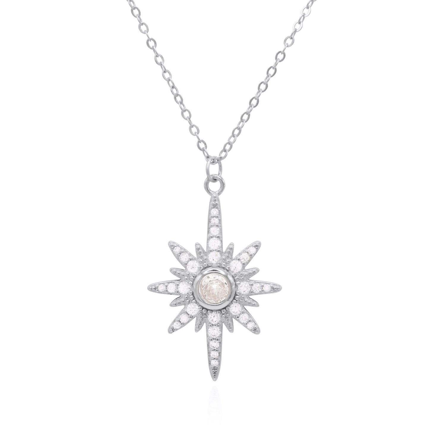 Heidi North Star Birthstone Necklace | 925 Sterling Silver April - Necklace
