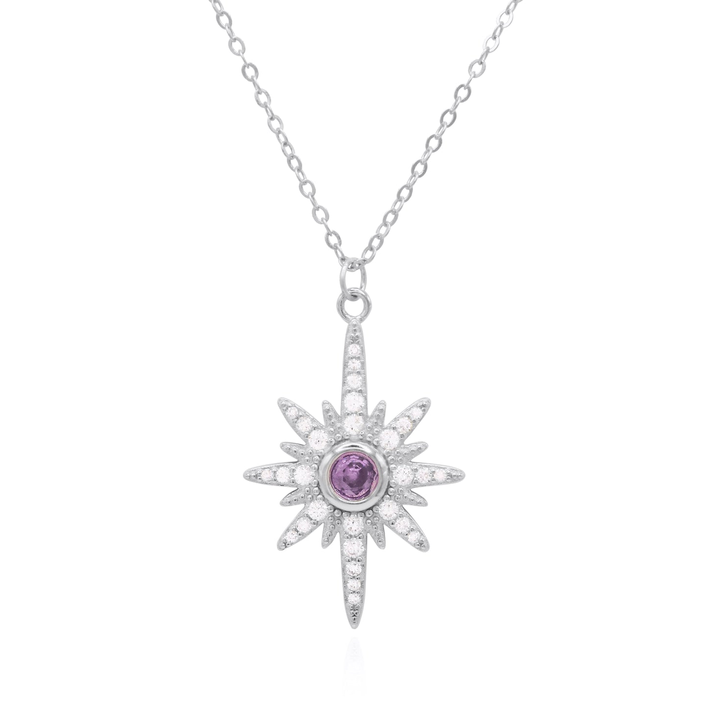 Heidi North Star Birthstone Necklace | 925 Sterling Silver February - Necklace