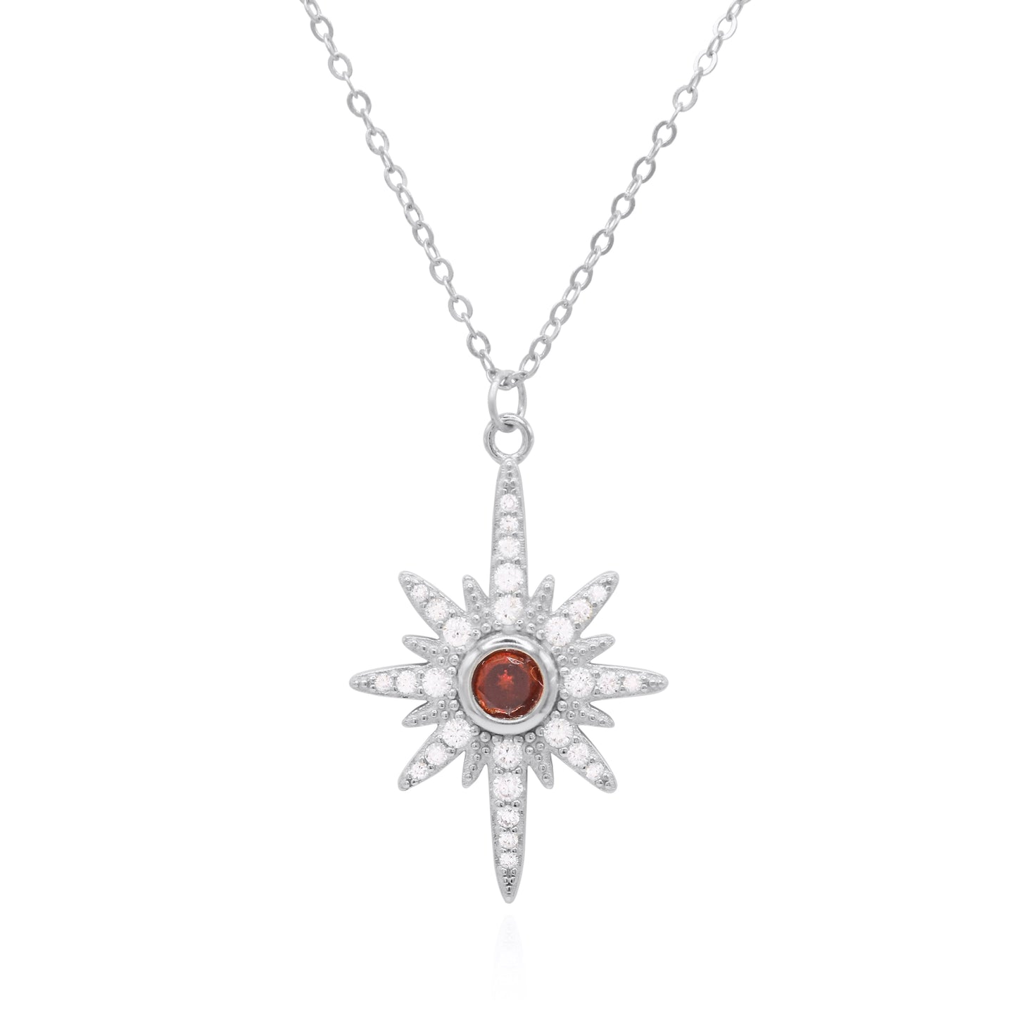 Heidi North Star Birthstone Necklace | 925 Sterling Silver January - Necklace