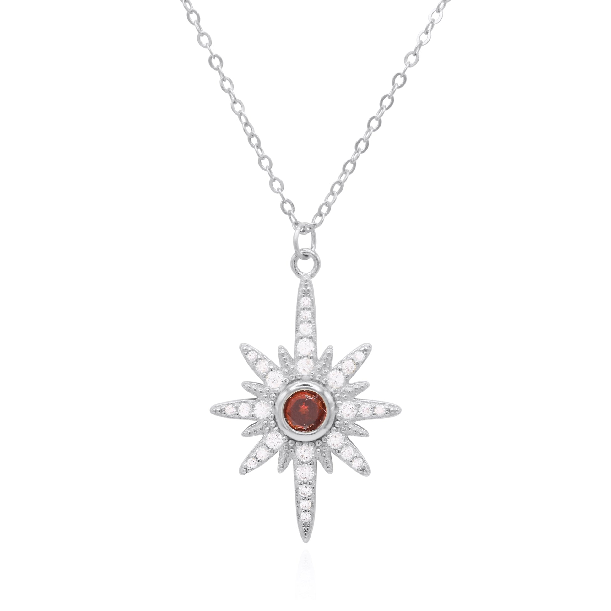 Heidi North Star Birthstone Necklace | 925 Sterling Silver January - Necklace
