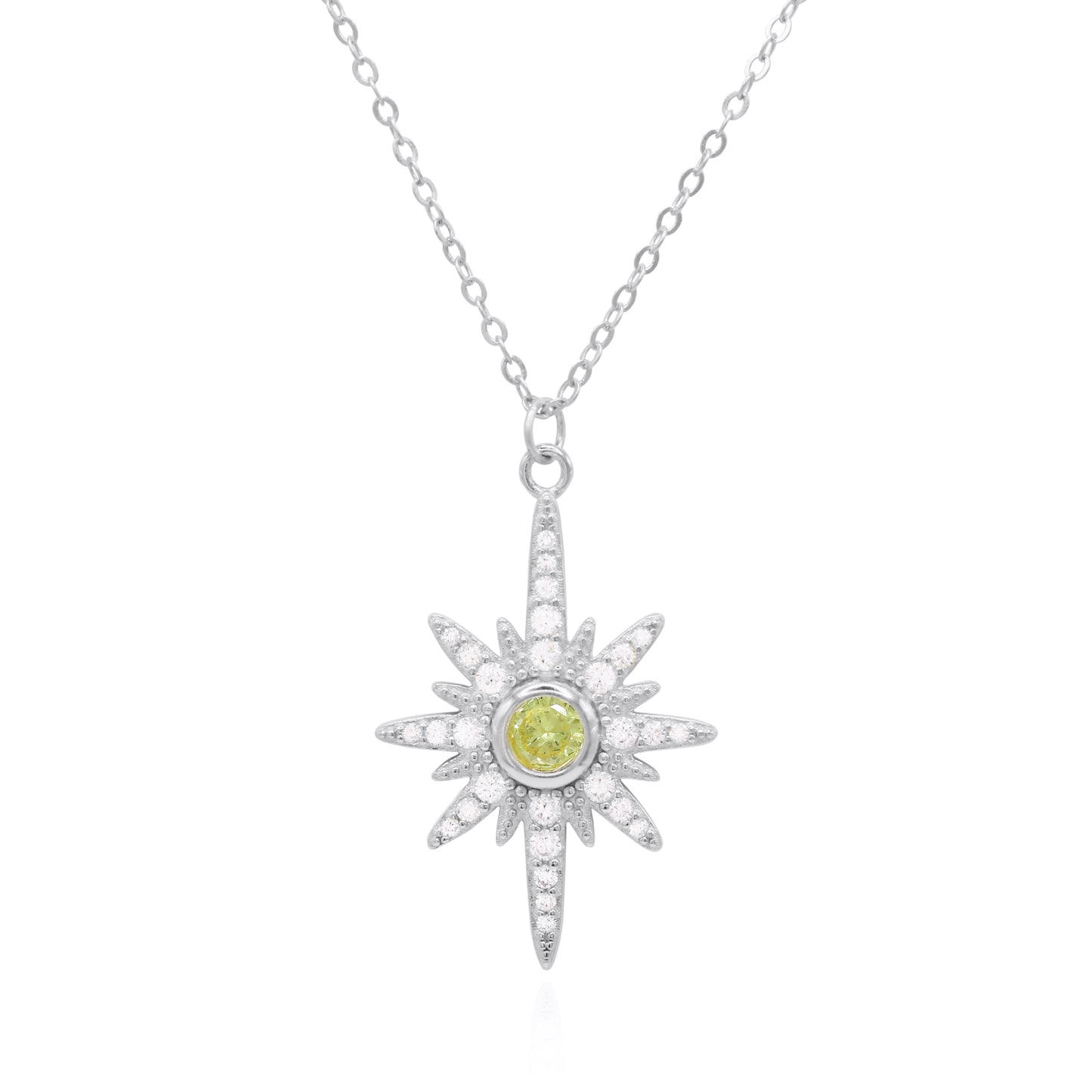 Heidi North Star Birthstone Necklace | 925 Sterling Silver August - Necklace