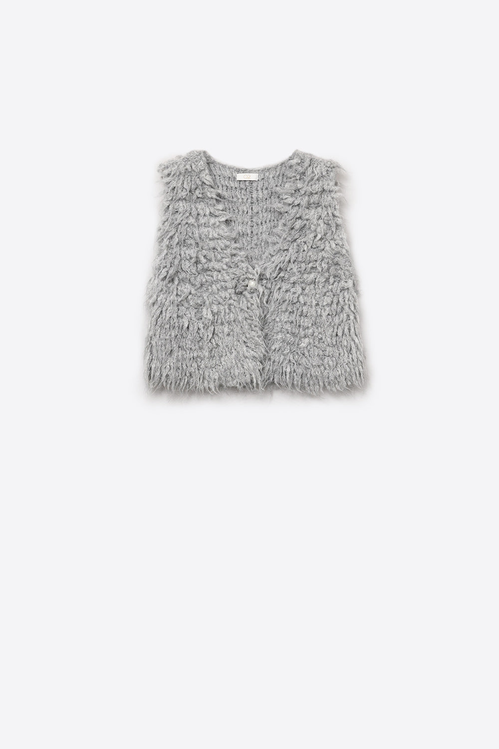 Luxurious vest with grey long-haired texture -