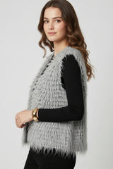 Luxurious vest with grey long-haired texture