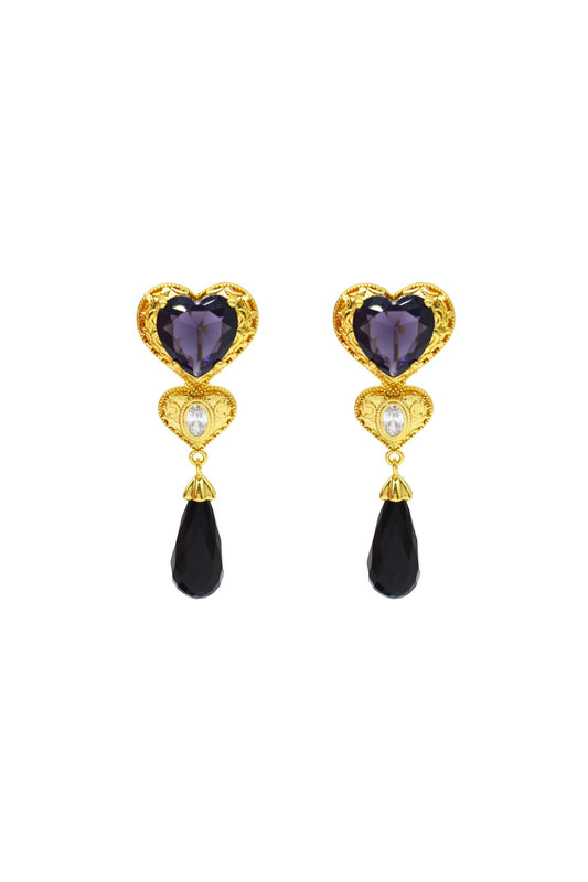 Maroon Dangle Statement Earring with Pearl - EARRINGS