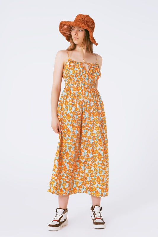 Maxi beach dress in orange flower print - Dresses