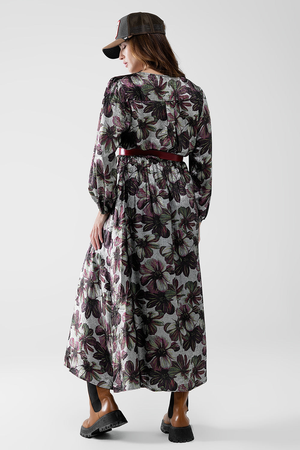 maxi dress with metallic effect flower print - Dresses