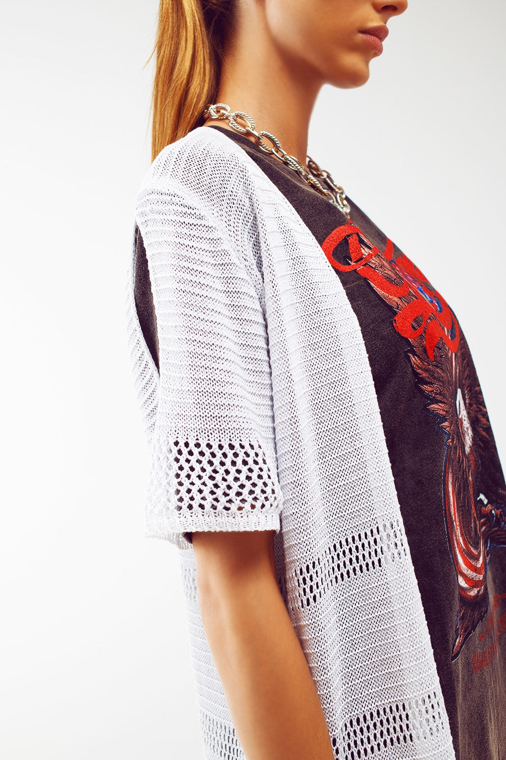 Maxi Knitted Cardigan in White - Cardigans