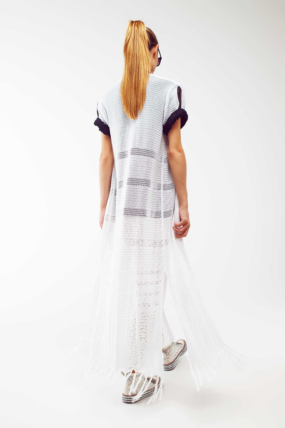 Maxi Knitted Cardigan in White - Cardigans